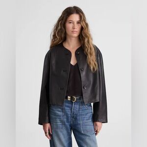 Madewell | Crop Cardigan Jacket in Leather